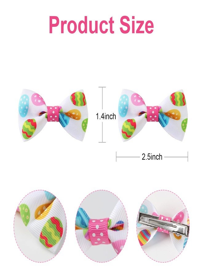 Fancheer 4Pcs Easter Egg Hair Bows Baby Toddler Girls Ribbon Alligator Clips Cute Hair Accessories - Image 3